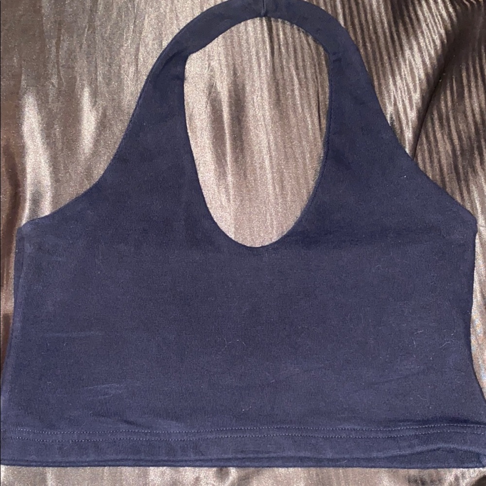 Brandy Melville navy blue halter neck tank top.
